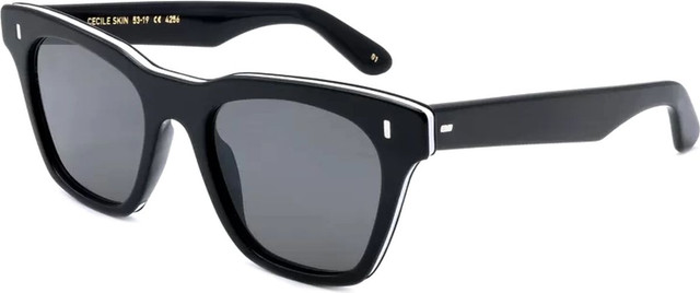 Cecile Skin - Black and White Leather/Grey Glass Lenses
