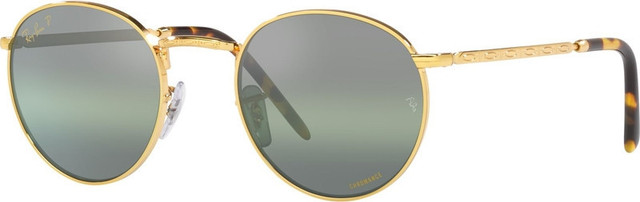 New Round RB3637 - Legend Gold/Dark Green Clear Gradient Glass Polarised Lenses 53 Eye Size