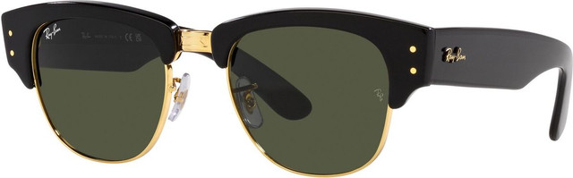 Mega Clubmaster RB0316S - Black on Arista/Green Glass Lenses