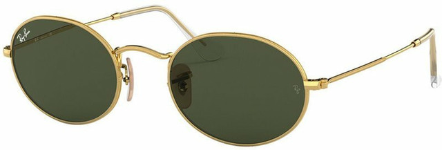 Ray-Ban Oval RB3547 - Arista/Green Glass Lenses 51 Eye Size