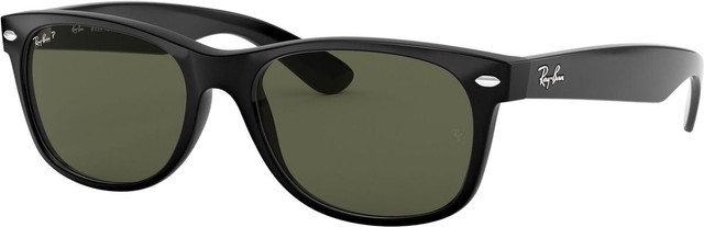 Ray-Ban New Wayfarer Classic RB2132 - Black/Green Glass Polarised Lenses 52 Eye Size