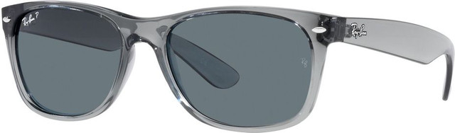 New Wayfarer Classic RB2132 - Transparent Grey/Dark Blue Glass Polarised Lenses 58 Eye Size