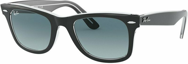 Ray-Ban Original Wayfarer RB2140 - Black on Transparent/Blue Gradient Glass Lenses 50 Eye Size