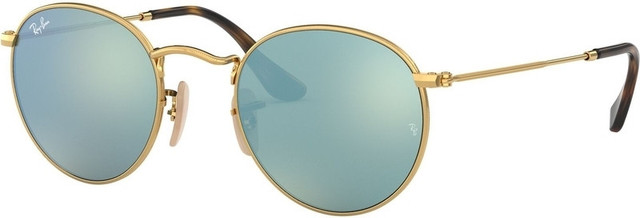 Ray-Ban Round Flat Lens RB3447N - Shiny Gold/Silver Flash Mirror Glass Lenses