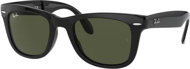 Wayfarer Folding RB4105 - Black/Green Glass Lenses 50 Eye Size