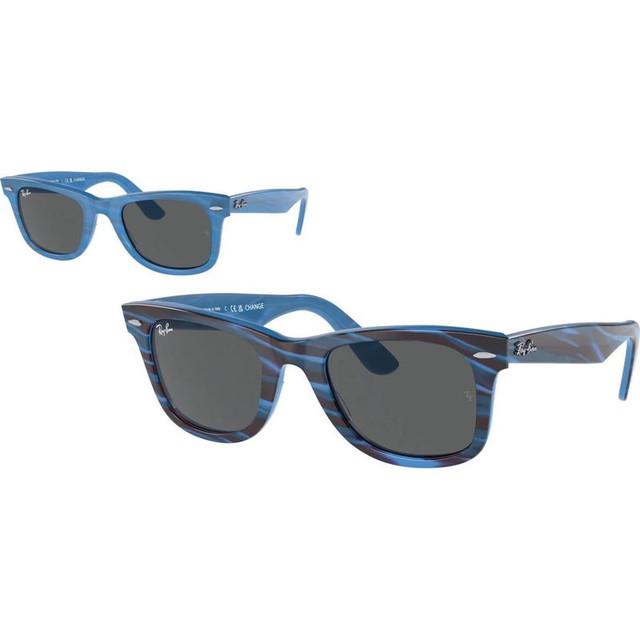 Ray-Ban Original Wayfarer RB2140 - Photochromic Striped Blue/Dark Grey Glass Lenses 50 Eye Size