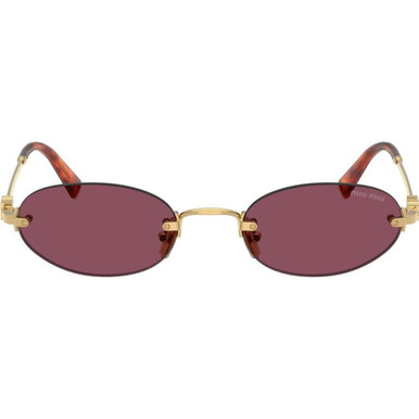 Shop Miu Miu MUA54S Sunglasses Pale Gold/Light Blue Clear