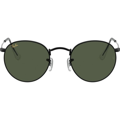 Ray-Ban Round Metal RB3447 - Black/Green Glass Lenses 50 Eye Size