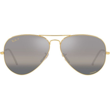 Ray-Ban Aviator Classic RB3025, Legend Gold/Dark Grey and Clear Gradient Polarised Glass Lenses 58 Eye Size