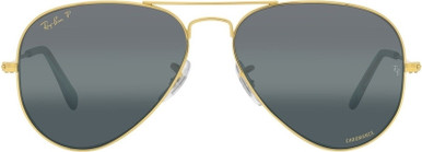 Ray-Ban Aviator Classic RB3025, Legend Gold/Dark Blue Clear Gradient Polarised Glass Lenses 58 Eye Size