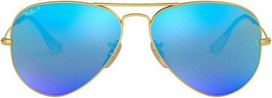 Aviator Classic RB3025 - Matte Gold/Blue Mirror Polarised Glass Lenses 58 Eye Size