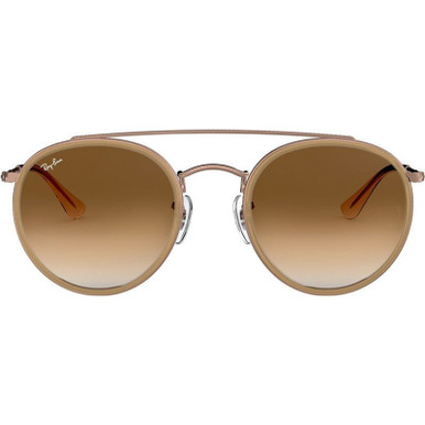 Ray-Ban Round Double Bridge RB3647N, Bronze Copper, Light Brown/Light Brown Gradient Glass Lenses