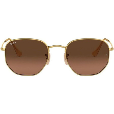 Ray-Ban Hexagonal Flat RB3548N - Arista/Brown Gradient Glass Lenses 51 Eye Size