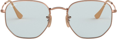 Ray-Ban Hexagonal Flat RB3548N, Copper/Blue Evolve Light Blue Glass Lenses 54 Eye Size