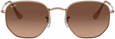 Hexagonal Flat RB3548N - Copper/Pink Gradient Brown Glass Lenses 54 Eye Size