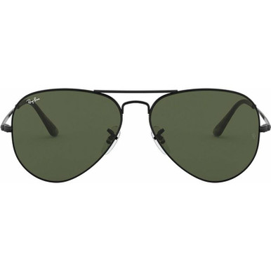 Aviator Metal II RB3689 - Black/Green Glass Lenses 58 Eye Size