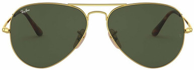 Ray-Ban Aviator Metal II RB3689, Gold/Green Glass Lenses 58 Eye Size