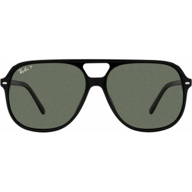 Ray-Ban Bill RB2198, Black/Green Polarised Glass Lenses 60 Eye Size