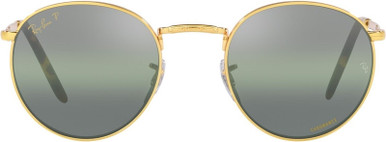 Ray-Ban New Round RB3637, Legend Gold/Dark Green Clear Gradient Glass Polarised Lenses 53 Eye Size