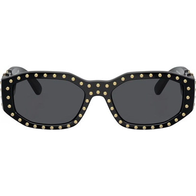 Versace VE4361 - Black and Gold Studs/Dark Grey Lenses