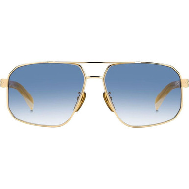 David Beckham DB 7102/S - Striped Beige Gold/Blue Gradient Lenses