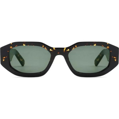 L.G.R Khartoum - Black Havana/Green Glass Lenses
