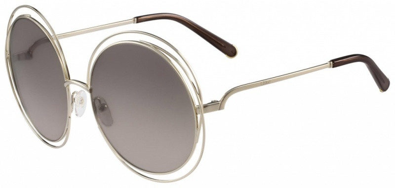 Chloe Carlina Round Gold and Transparent Brown/Grey Gradient Flash Lenses