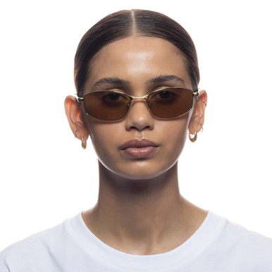 Le Spec STAR BEAM *unworn with tags*  BRIGHT GOLD KHAKI MONO Star Beam Bright Gold Uni-Sex Wrap Sunglasses | Le Specs main image 2