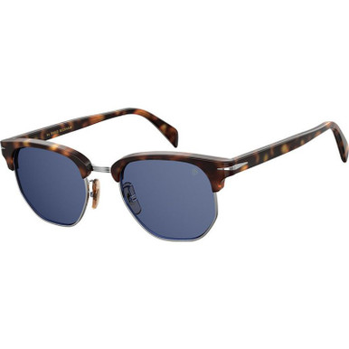 David Beckham DB 1002/S - Brown Havana/Blue Avio Lenses
