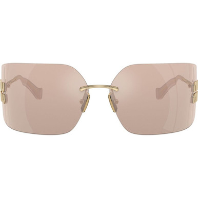Shop the Miu Miu MU54YS Sunglasses Gold/Light Purple Brown