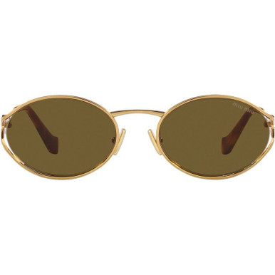 Shop Miu Miu MU52YS Sunglasses Gold/Brown Violet Gradient