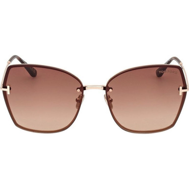 Tom Ford Nickie FT1107 - Shiny Rose Gold/Brown Gradient Lenses