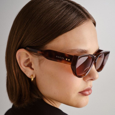 Shop the GUCCI GG1532SA Sunglasses Havana/Brown | Afterpay display picture 3
