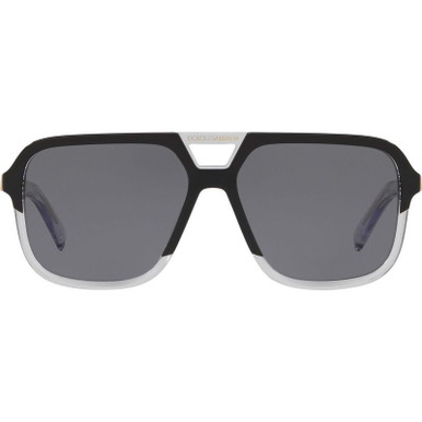 Dolce & Gabbana DG4354 - Black on Crystal/Dark Grey Polarised Lenses