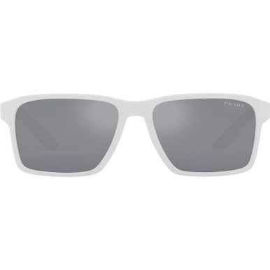 White Rubber/Light Blue and Silver Mirror Lenses