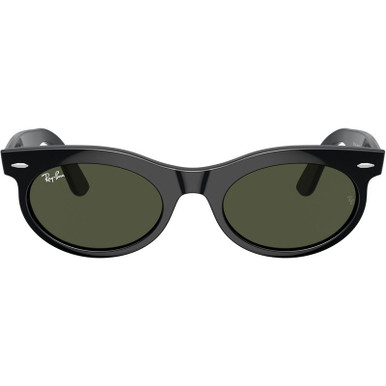 Wayfarer Oval RB2242 - Black/Green Glass Lenses 53 Eye Size