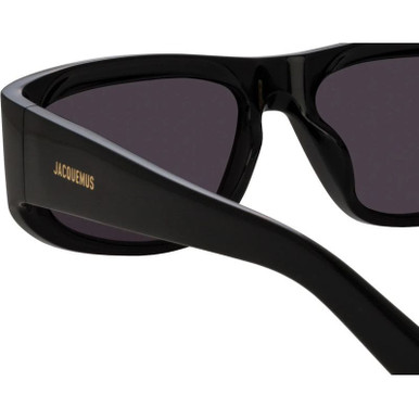 Shop the Jacquemus Pilota Sunglasses Black Yellow Gold/Grey
