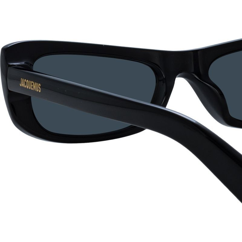 Shop the Jacquemus Capri Sunglasses Black Yellow Gold/Grey
