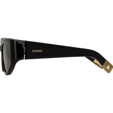 Shop the Jacquemus Gala Sunglasses Black Yellow Gold/Grey