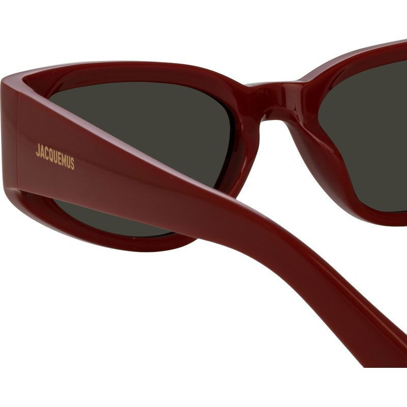 Shop the Jacquemus Gala Sunglasses Burgundy Yellow Gold/Grey