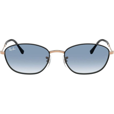 Ray-Ban RB3749 - Black on Rose Gold/Blue Clear Gradient Glass Lenses 55 Eye Size