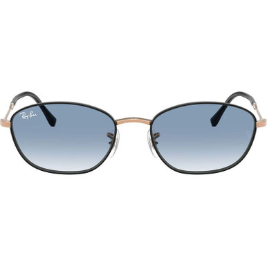 Black on Rose Gold/Blue Clear Gradient Glass Lenses 55 Eye Size