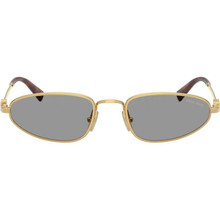 Miu Miu MUA52S 26C09Z Sunglasses Old Gold Rectangle Frame, Dark Brown Lenses MU A52S Miu Miu Sunglasses 26C09Z Old Gold - eye-oo.com main image 4