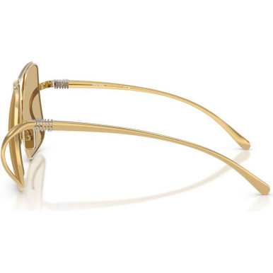 Miu Miu MUA55S Sunglasses Gold Pilot Frame Yellow Lenses | Model MUA55S 5AK10R New Miu Miu MUA55S 5AK10R Shiny Gold/Yellow 57-18-140  main image 2