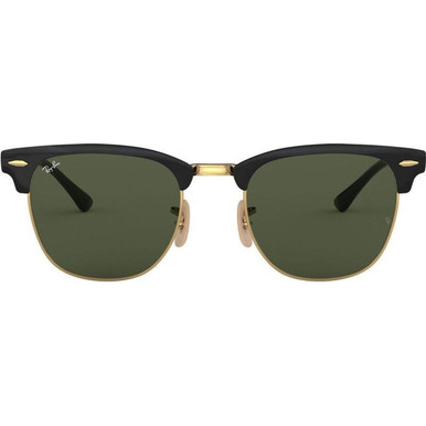 Ray-Ban Clubmaster Metal RB3716 - Black on Gold/Green Glass Lenses