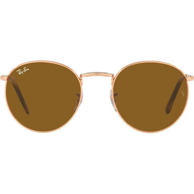 Ray-Ban New Round RB3637 - Rose Gold/Brown Glass Lenses 50 Eye Size