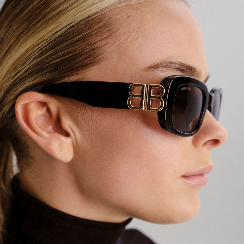 Shop Balenciaga BB0310SK Sunglasses Black/Grey | Afterpay