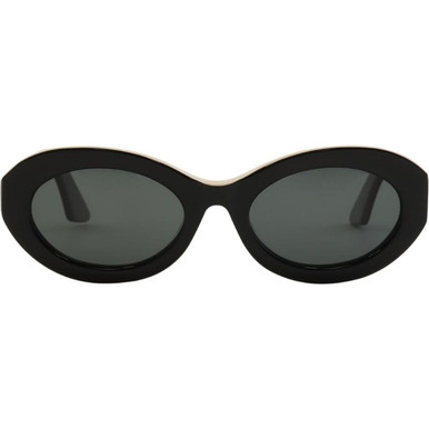 Bask Eyewear Capri - Black and Bone/Dark Grey Polarised Lenses