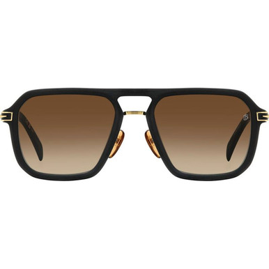 David Beckham DB 7136/S - Matte Black and Gold/Brown Gradient Lenses