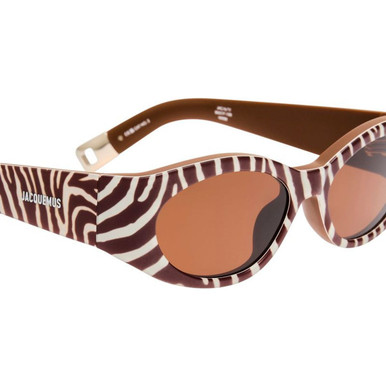 NEW Jacquemus Cabana Brown Cream White Zebra Stripe Sunglasses Cat 3 Polarized Jacquemus Cabana Sunglasses - Brown | Editorialist main image 2